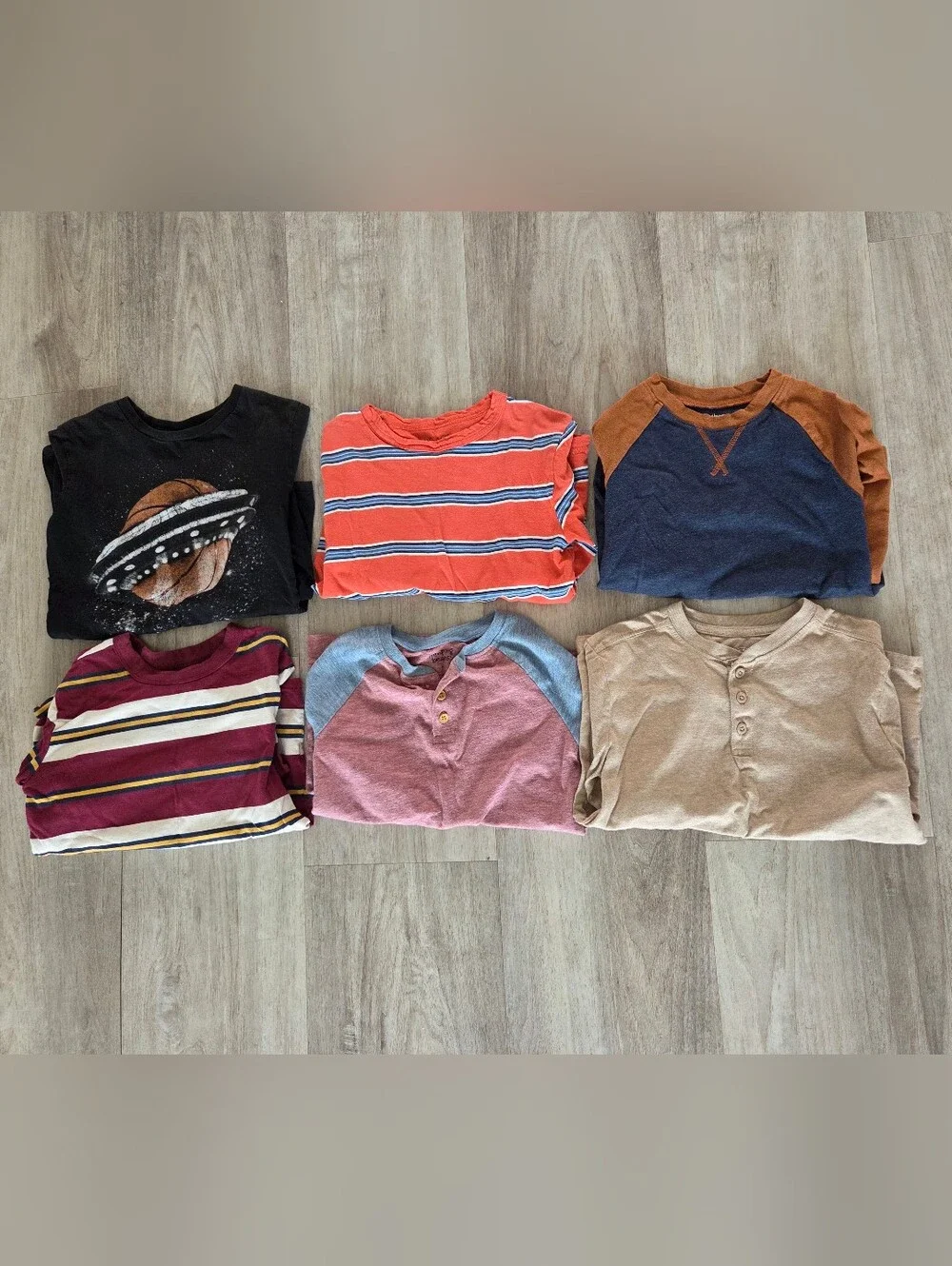 Bundle Of Six Boys Size 6/7 Long Sleeve Shirts Tops Basic School Autumn Winter
